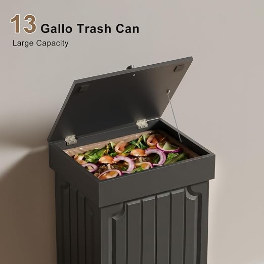 Povrgive Wood Trash Can Cabinet, 13 Gallon Hidden Kitchen Garbage Can - Image 7
