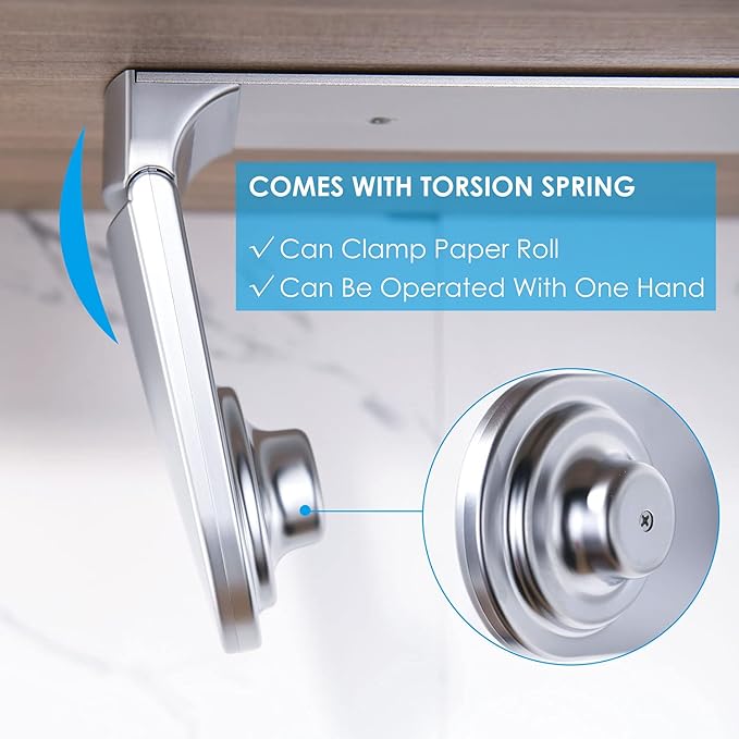 simpletome ONE Hand Tear Paper Towel Holder Under Cabinet Adhesive or Drilling - Image 4