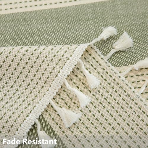 TruDelve Cotton Rectangle Tablecloth Sage Green Striped Tablecloths