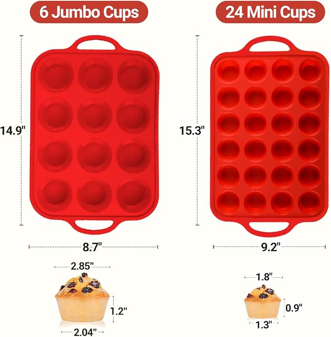 CAKETIME Silicone Muffin Pans for Baking, Metal Reinforced Frame Regular 12 - Image 3