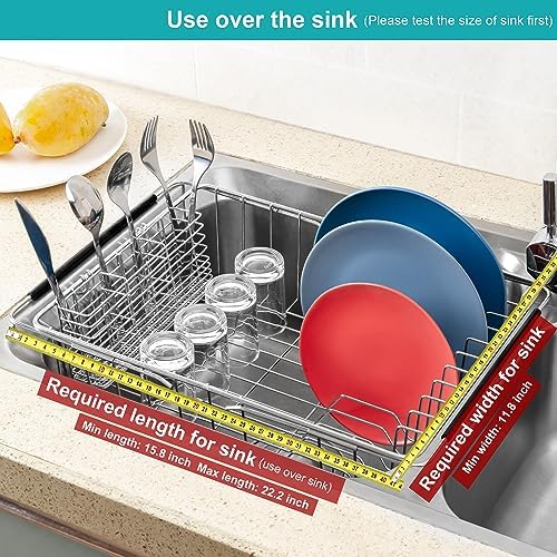 iPEGTOP Expandable Stainless Steel Over-Sink Dish Rack