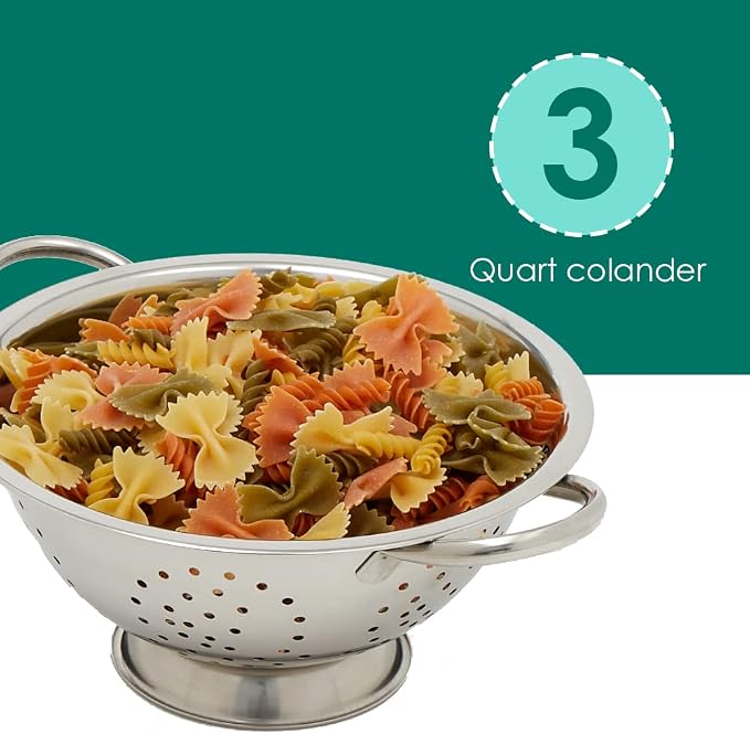 Home Basics Deep Colander Stainless Steel 3 Quart#44; - Image 4