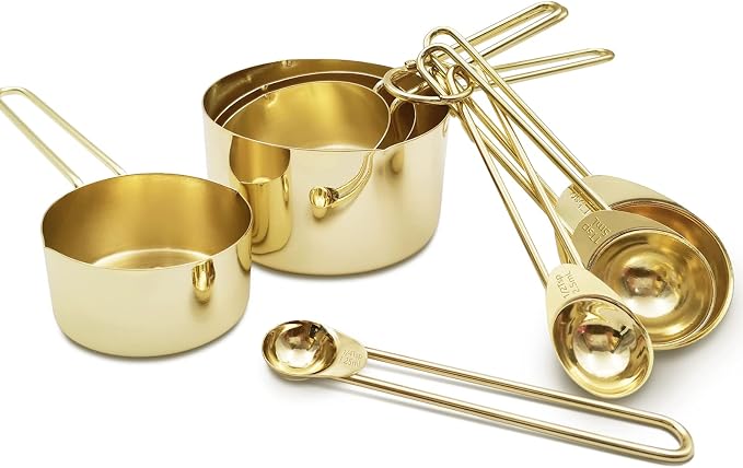 Gold Measuring Cups and Spoons Set of 8 pcs, Stainless Steel Measuring Cups and - Image 3
