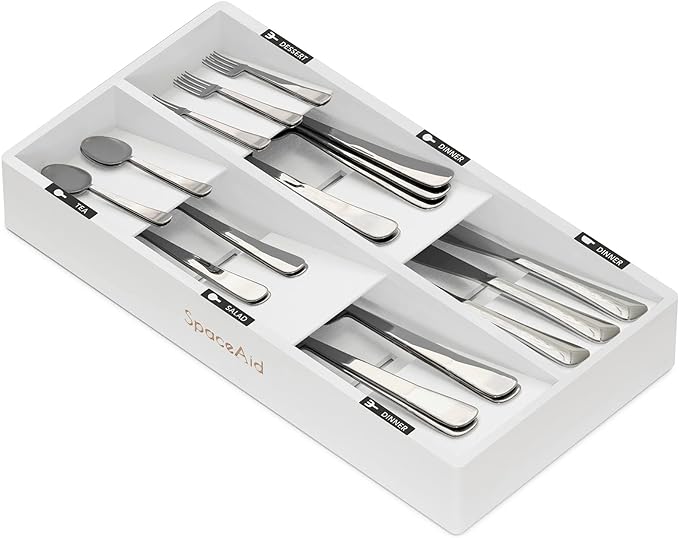 SpaceAid Bamboo Silverware Drawer Organizer by SpaceAid