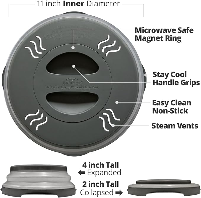 HOVER COVER 2 PACK Magnetic Microwave Splatter Cover - Image 7