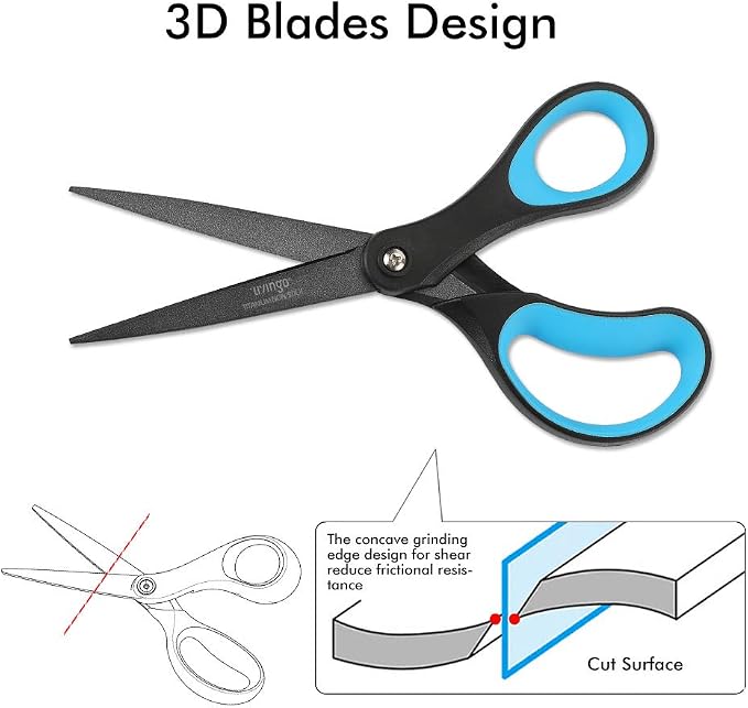 LIVINGO 2 Pack 8" Titanium Non-Stick Scissors, Professional Stainless Steel - Image 5