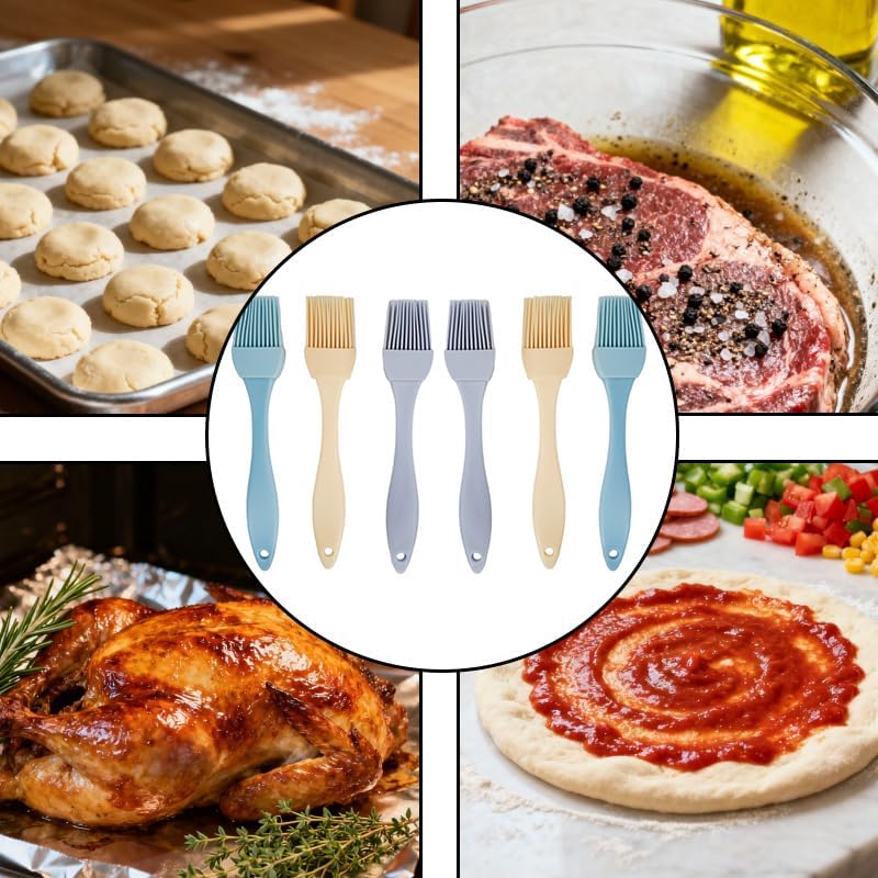 6 Pcs Silicone Basting Brush - Pastry Brushes for Cooking, Baking, BBQ