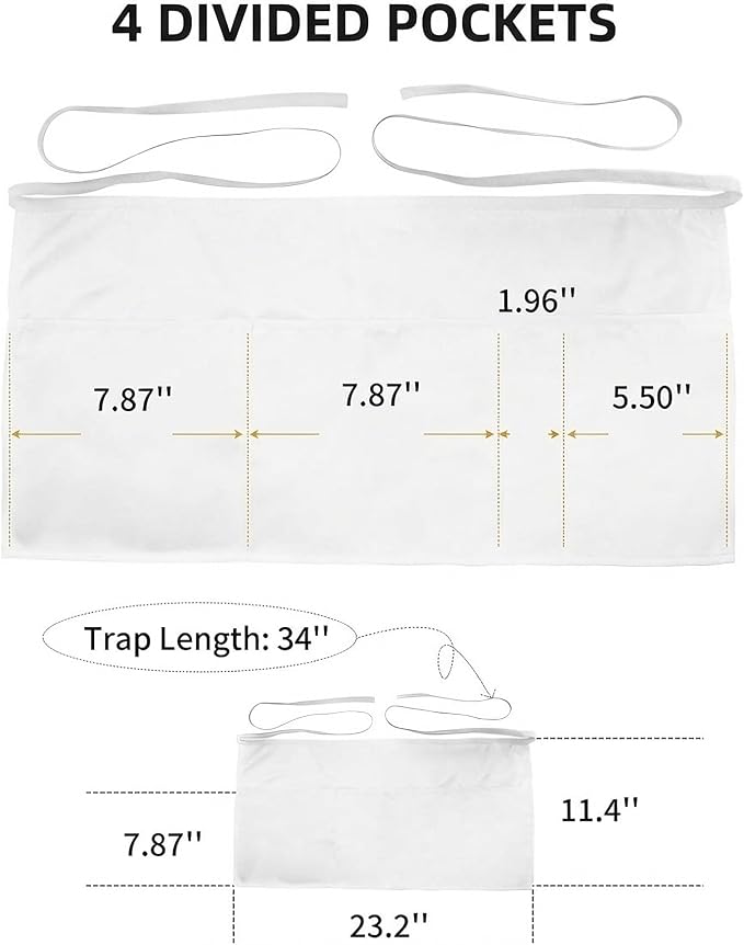 Xeoxarel Aprons with 4 Pockets 23.5'' X 11.5'' - Image 5