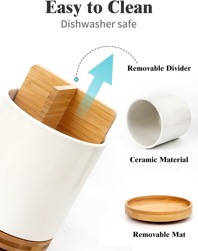 LoeJan 3 Compartment Utensil Holder, Extra Large Utensil Crock, Stable Ceramic - Image 7