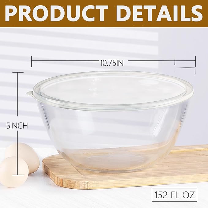 5 Quart Deep Big Glass Bowl - Image 2