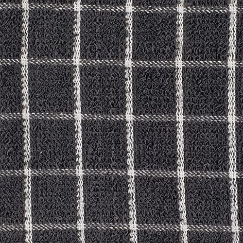 DII Basic Terry Collection Windowpane Dishcloth Set, 12x12, Gray
