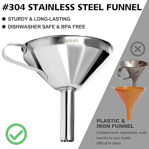 Anaeat Stainless Steel Kitchen Funnel, Oils & 1 Pc Cleaning Brush - Image 4