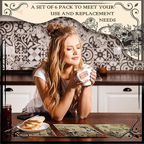 Umigy 6 Pcs Halloween Placemats 12"x18" Gothic Bat Placemats Kitchen