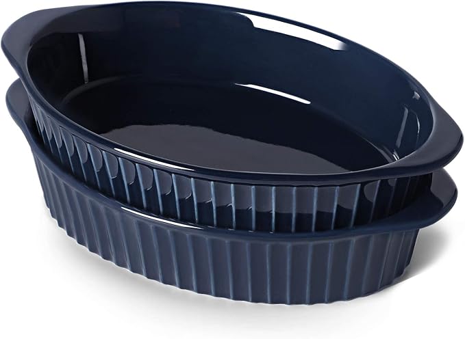 LEETOYI Porcelain Small Oval Au Gratin Pans, Baking Dish Set by LEETOYI