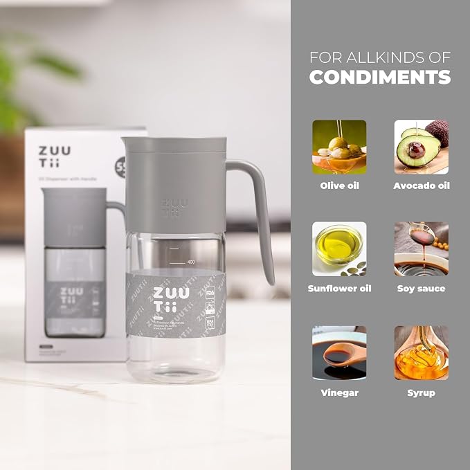 Zuutii Olive Oil Dispenser Bottle 18.6oz – Auto Flip Glass Vinegar Bottle - Image 4
