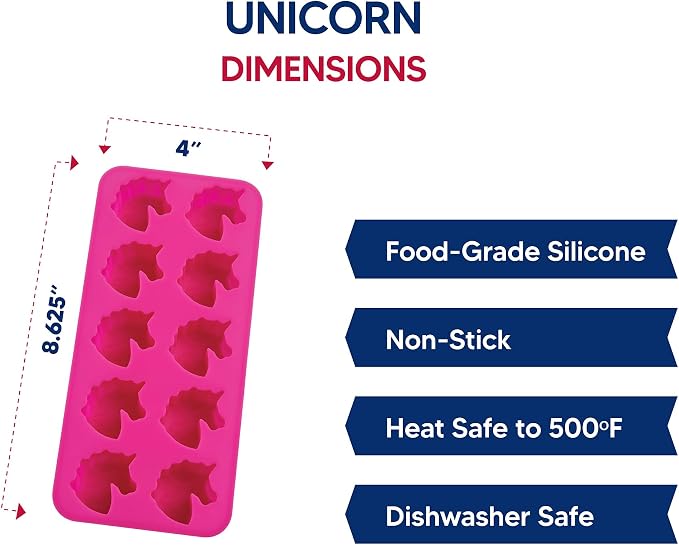 HIC Kitchen Silicone Unicorns Ice Cube Tray, Makes 10 Unicorns - Image 6