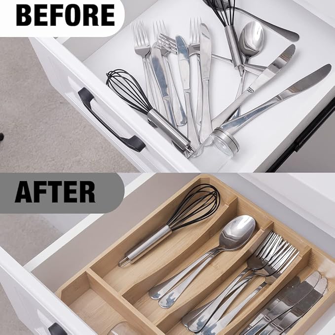 Kitchen Drawer Organizer, 13 Inch Silverware Utensil Tray Holder, - Image 4