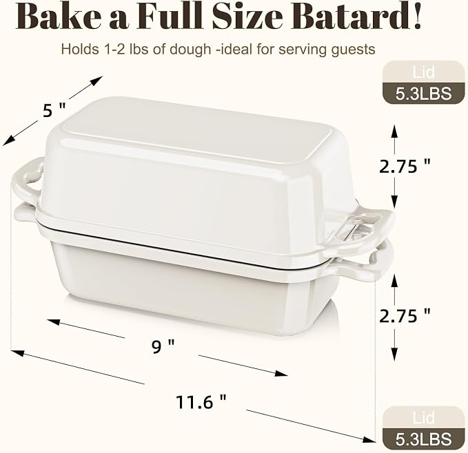 Enameled Cast Iron Sourdough Bread Dutch Oven, Cast Iron Loaf Bread Pan - Image 2