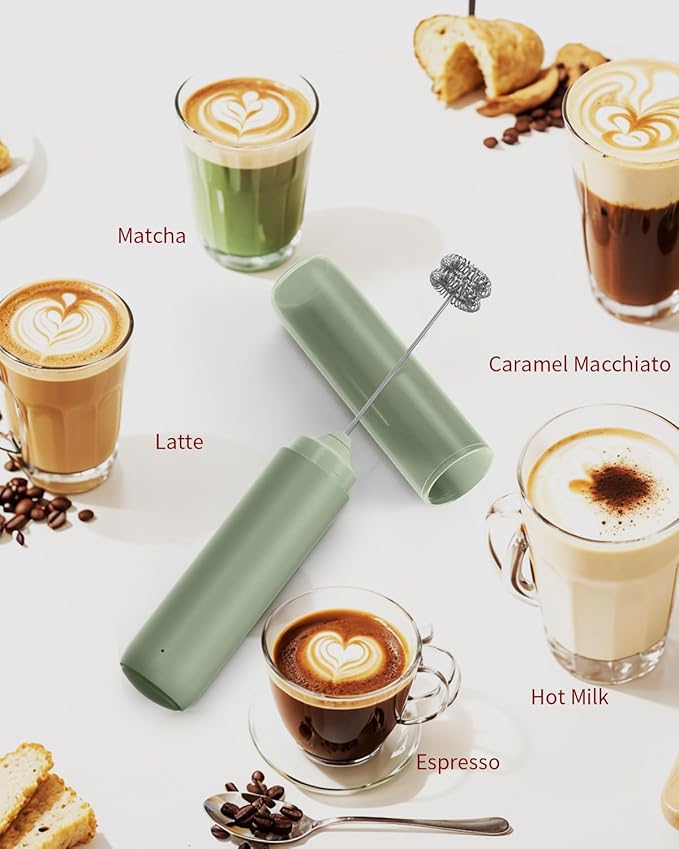 CIRCLE JOY Rechargeable Milk Frother Hanheld, Dual Ring Electric Coffee Frother - Image 8