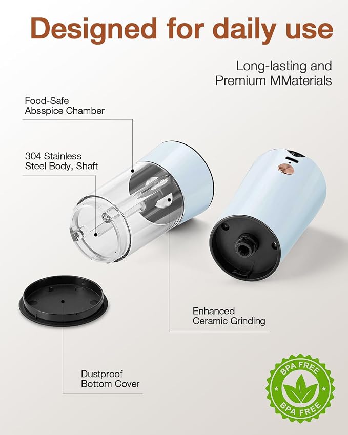Gravity Electric Salt and Pepper Grinder Set 2-Pack - Image 5
