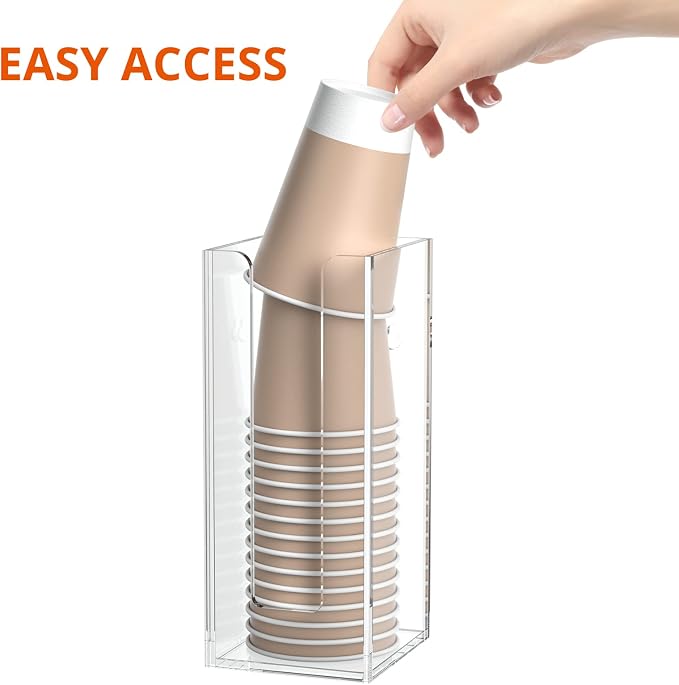 Richboom Acrylic Coffee Cup and Lid Storage Organizer Holder, 1 Compartment - Image 4
