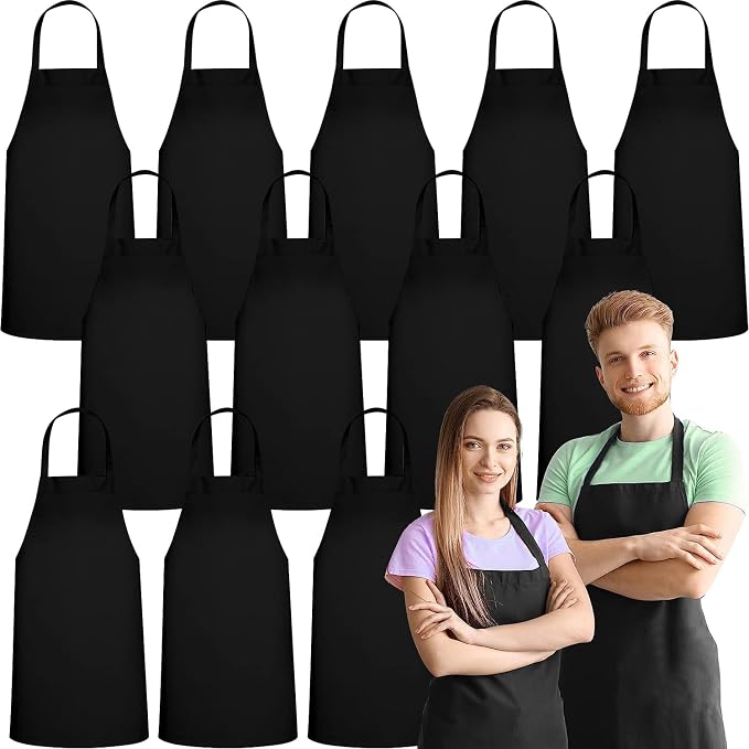GREEN LIFESTYLE 12 Pack Professional Chef Apron – Grilling Aprons by GreenLifeStyle