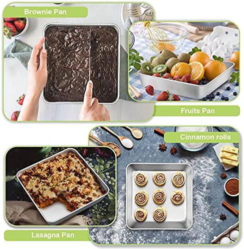 TeamFar 9 x 9 Inch Baking Pan, Stainless Steel Square Cake Pan