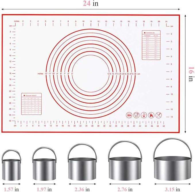 Biscuit Cutter, Silicone Pastry Dough Baking Mat Set, Baking Tools and - Image 2