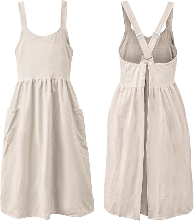 Uaussi Cotton Linen Apron Cross Back Work Apron by Uaussi