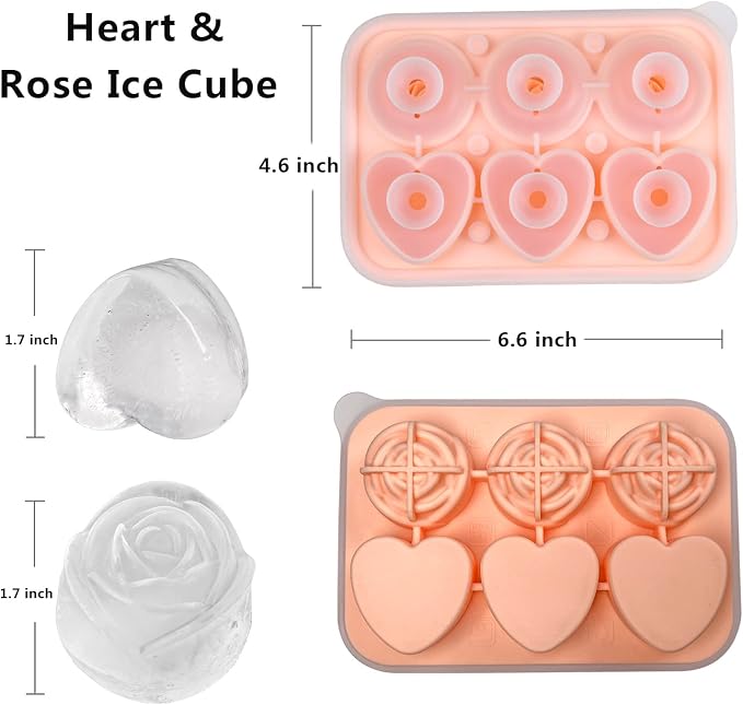 Rose Ice Cube Mold, Heart Shapes Ice Cube Tray, Silicone Ice Mold Fun Shapes - Image 2