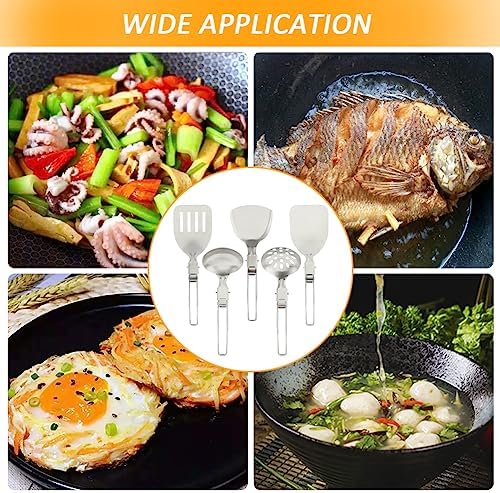 Camping Kitchen Utensil Set, 5Pcs Foldable Stainless Steel Outdoor