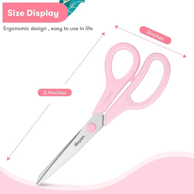 Scissors, iBayam 8" All Purpose Scissors Bulk 3-Pack, Ultra Sharp 2.5mm Thick - Image 5