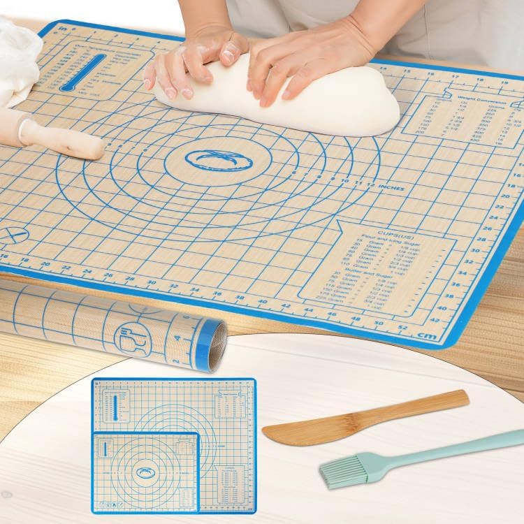 Silicone Baking Mat Set, 28x20 & 16x12 Inch, Blue