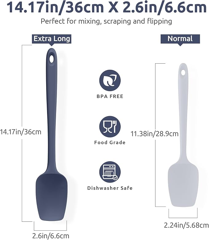 U-Taste Extra-Long 600ºF Heat Resistant Spatula Spoon: 14" Silicone Spoonula - Image 2