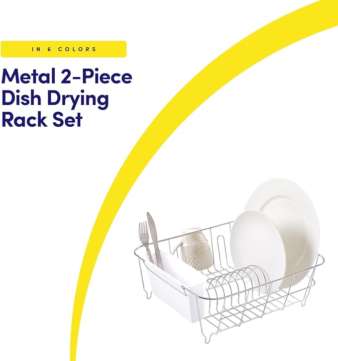 Sweet Home Collection Metal 2 Piece Dish Drying Rack Set Drainer - Image 2