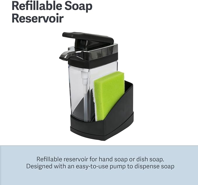 Casabella Sink Sider Solo Kitchen Soap Pump and Sponge Caddy, One-Hand Soap - Image 3