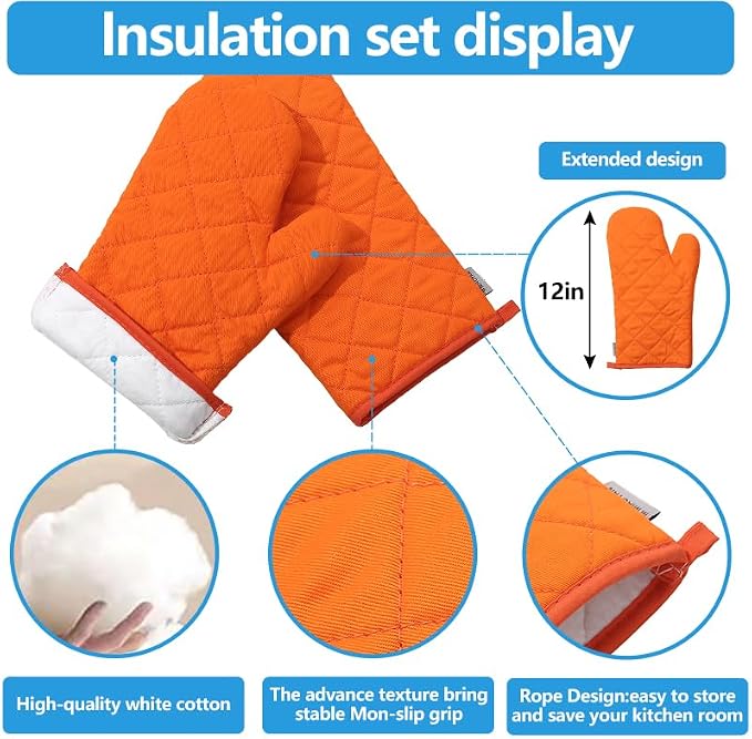 Oven Mitts and Pot Holders 4 pcs Set, High Heat Resistant 500 Degree Extra - Image 3