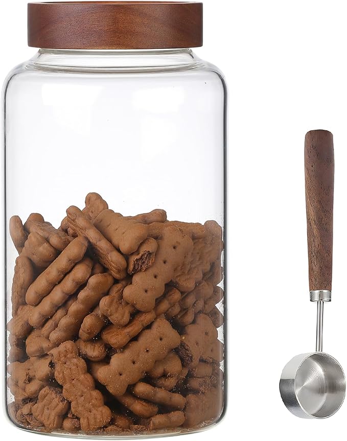 Large Glass Coffee Jars with Spoon, Round Storage Canister with Wooden Lid - Image 7