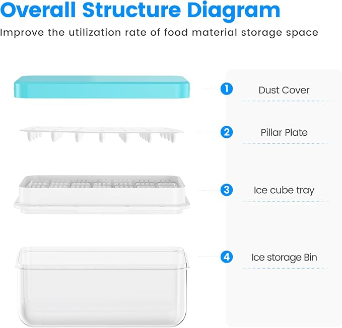 Ice Cube Tray with Lid and Bin, Ice Trays - Image 7