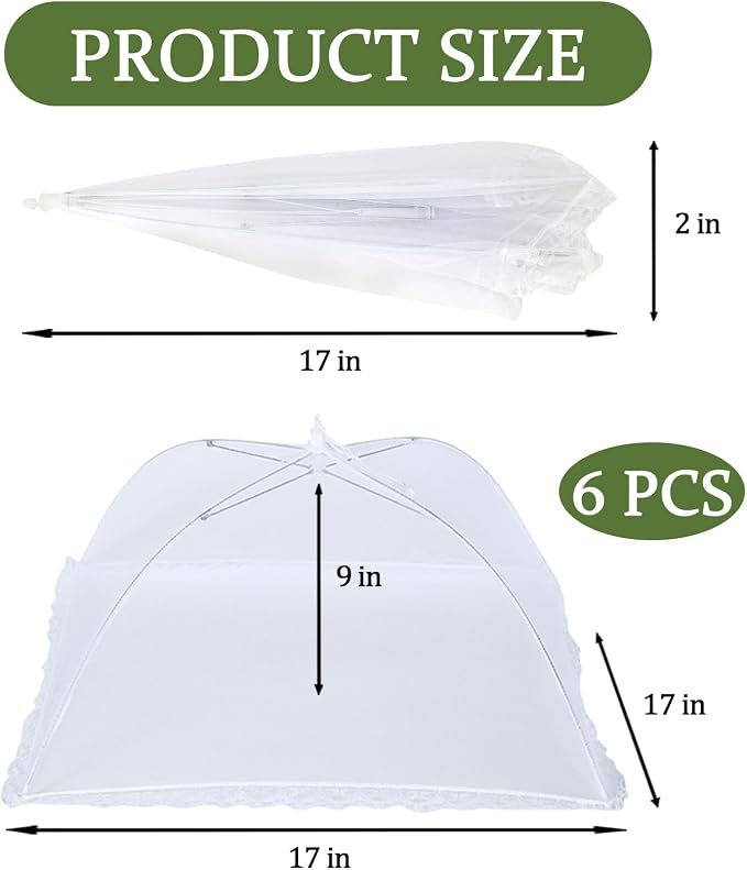 6 Pack Food Tents/Food Covers for Outdoor Mesh Screen Include 6 Standard - Image 2