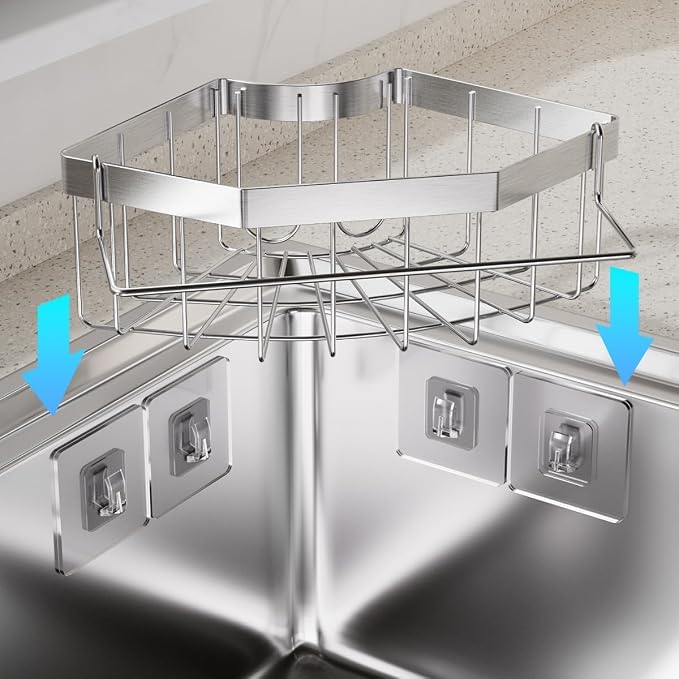 Corner Sink Organizer, Self-Adhesive Kitchen Storage Rack - Image 9