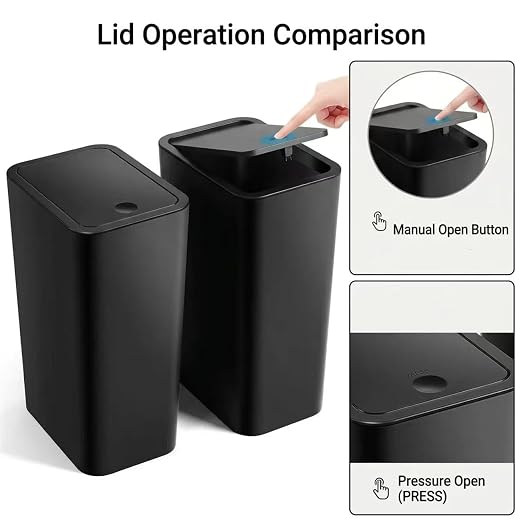 Compact Push-in Trash Can with Lid - Image 5