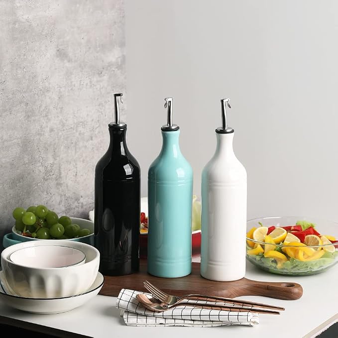 Sweejar Large Ceramic Olive Oil Dispenser Bottle, Opaque Oil Cruet Protects to - Image 3