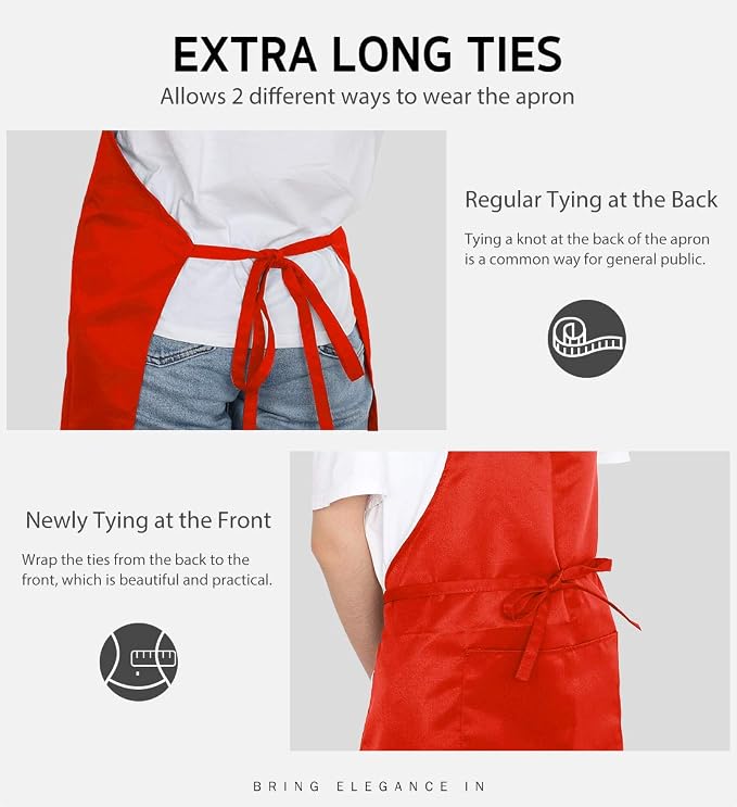 Syntus 12 Pack Bib Apron, Unisex Aprons Adjustable Waterdrop Resistant - Image 6