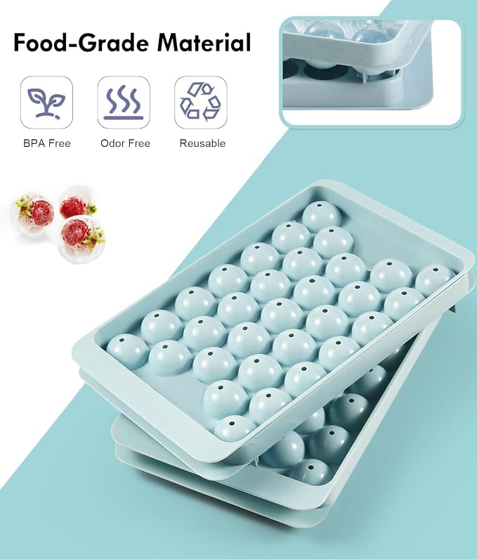 Ice Cube Tray with Lid and Bin – Round Ice Cube Trays - Image 3