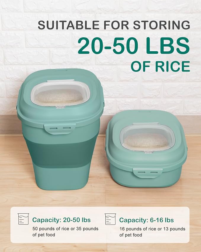 20-50 Lbs Food Storage Containers, Collapsible Rice Container - Image 2