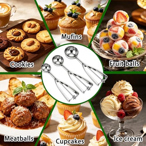 6PCS Melon Baller Scoop Set, Cookie Dough Scoop with Trigger Release