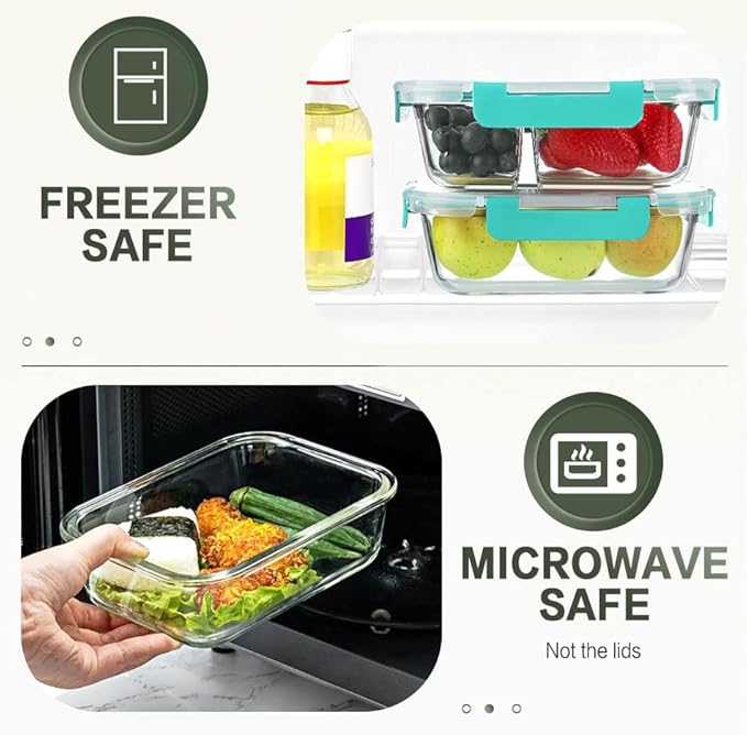 KOMUEE 10 Packs 30 oz Glass Meal Prep Containers, Glass Food Storage Containers - Image 3