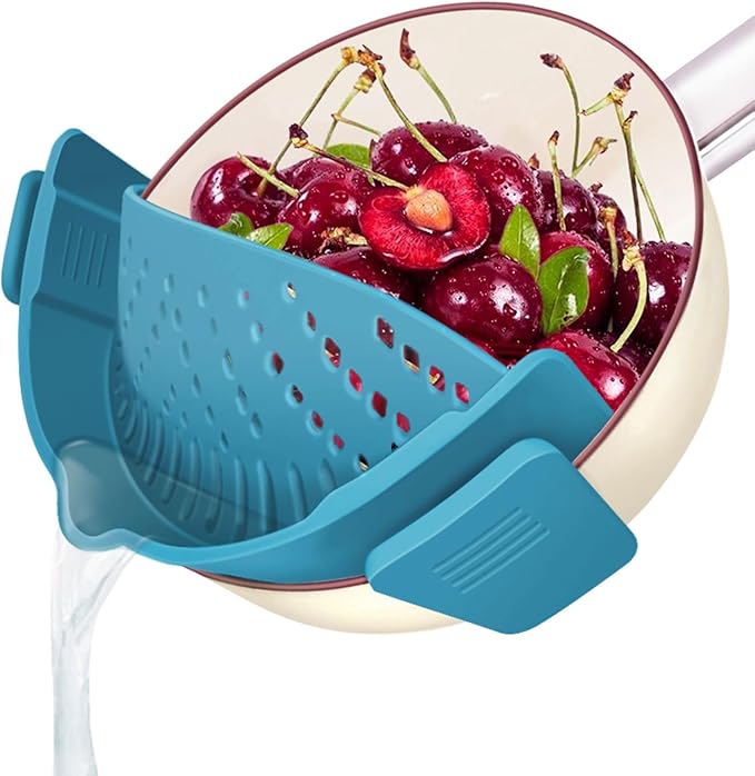 YEVIOR Clip on Strainer for Pots Pan Pasta, Silicone Food Strainer Hands-Free by YEVIOR