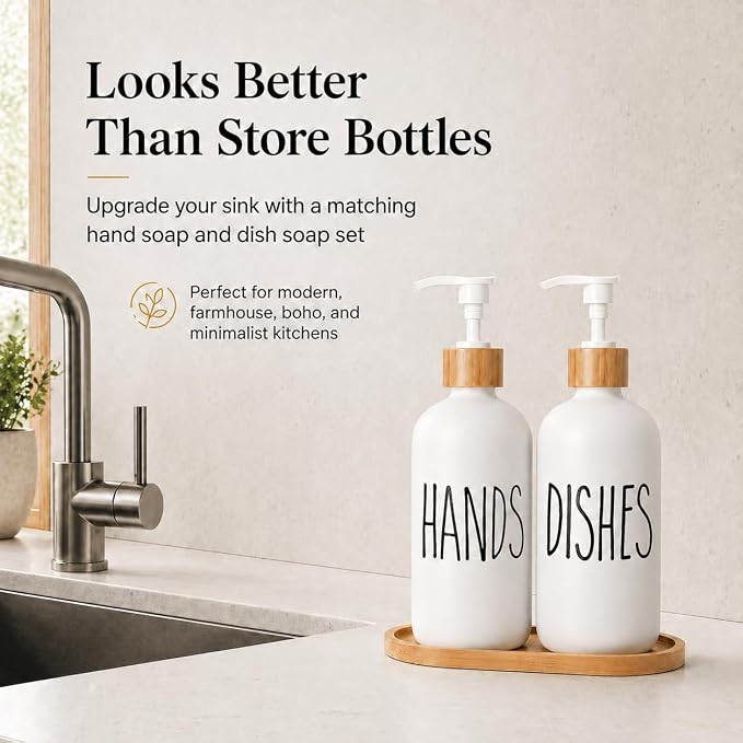 Dish Soap Dispenser for Kitchen Sink.Glass Hand Soap Dispenser, Modern - Image 4